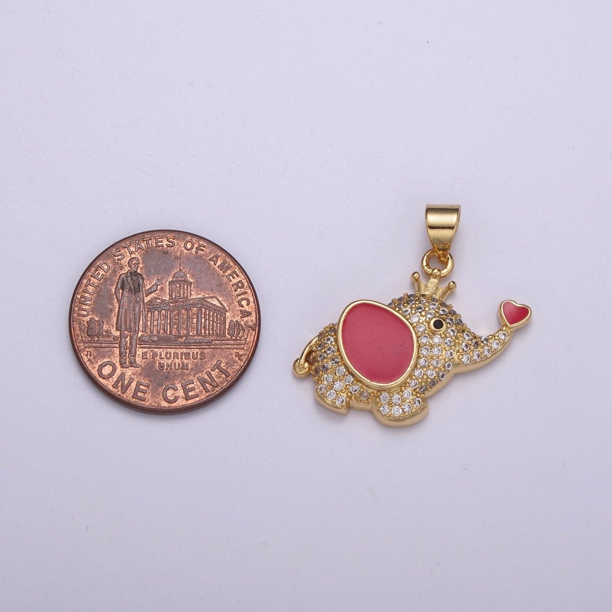 CZ Micro Pave Elephant Shape Pendant Charm,14K Gold plated Elephant Charm, Necklace Bracelet Charm Pendant H-045 H-046