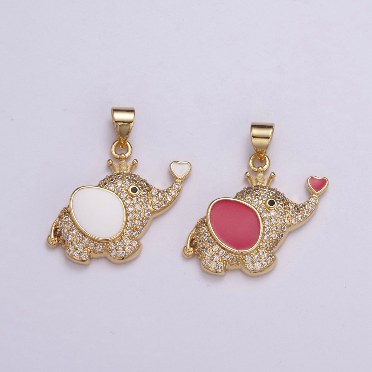 CZ Micro Pave Elephant Shape Pendant Charm,14K Gold plated Elephant Charm, Necklace Bracelet Charm Pendant H-045 H-046