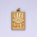 CZ Micro Pave Evil Eye On Rectangle Shape Pendant Stainless Steel Tag Charm P1376 - DLUXCA