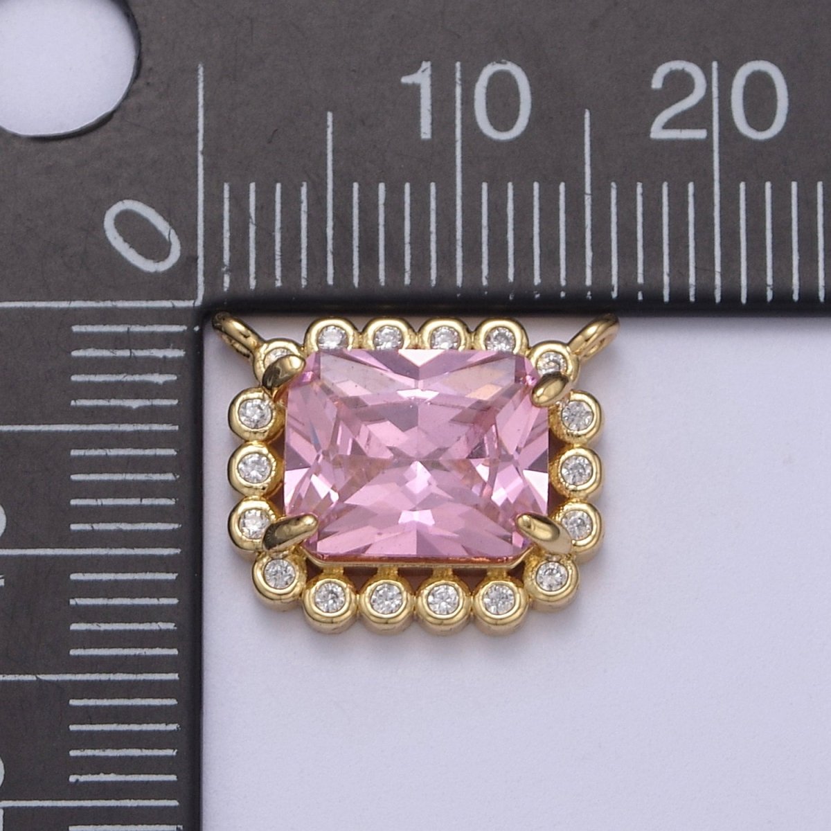 CZ Square Link Connector 14k Gold plated CZ Link Connectors, Jewelry Making Supplies, Cubic Zirconia Geometric Jewelry F-749 F-753 F-754 F-757 F-758 - DLUXCA