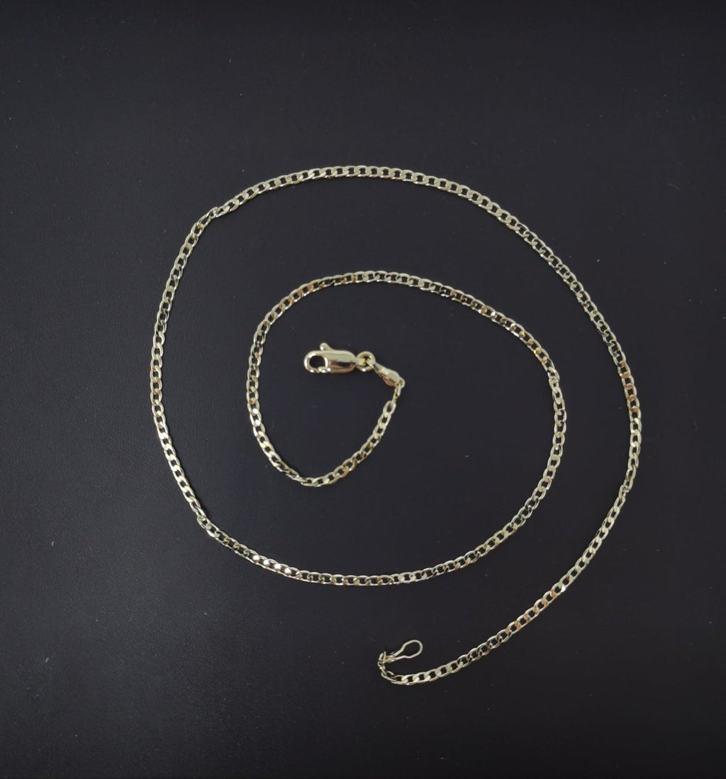 Dainty 1.2 mm Curb Chain | Gold plated Curb Necklace | Gold Flat Curb Chain | Unisex Men Woman Necklace 17.5 inch | WA-775 Clearance Pricing - DLUXCA