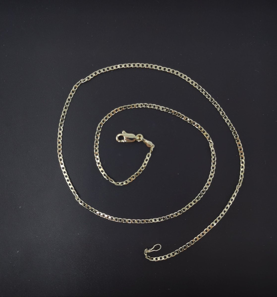 Dainty 1.2 mm Curb Chain | Gold plated Curb Necklace | Gold Flat Curb Chain | Unisex Men Woman Necklace 17.5 inch | WA-775 Clearance Pricing - DLUXCA