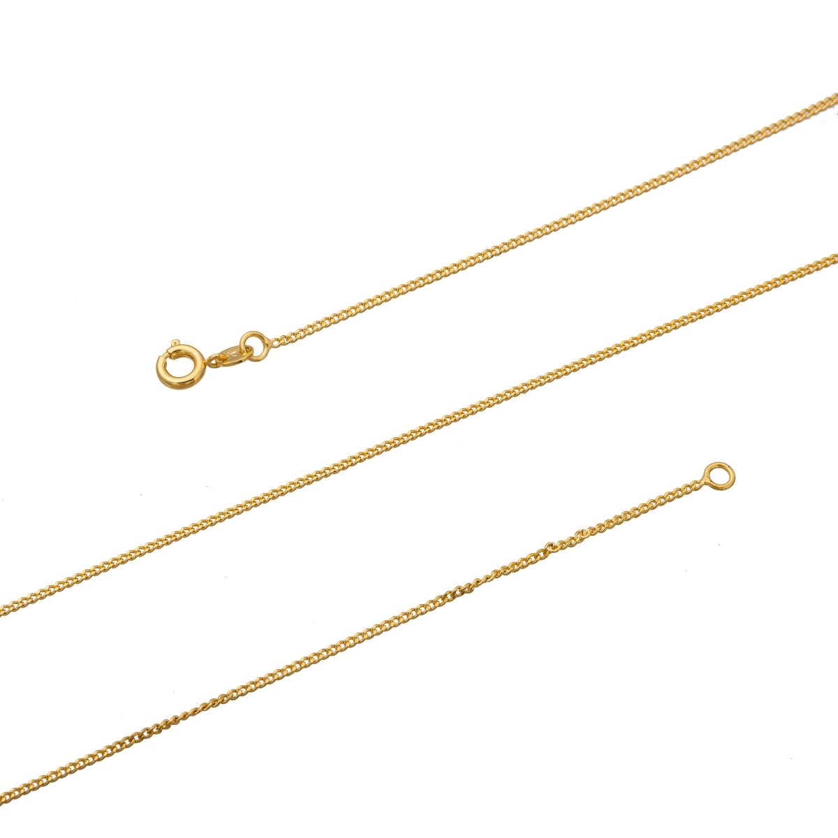 Dainty 1.2mm Curb Chain Necklace, 24K Gold plated 17.5 Inches Curb Chain Necklace w/ Spring Ring | CN-196 Clearance Pricing - DLUXCA