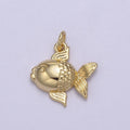 Dainty 14k Godl plated Puffy Goldfish Pet Fish Charm Animal Pendant N-817 - DLUXCA