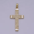 Dainty 14K Gold plated Cross Pendant Clear CZ Cross Charm for Minimalist Jewelry N-609 - DLUXCA