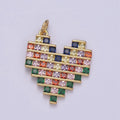 Dainty 14k Gold plated Cubic Heart Charm with Colorful CZ Stone for Add on Charm Valentine Jewelry Supply N-756 - DLUXCA