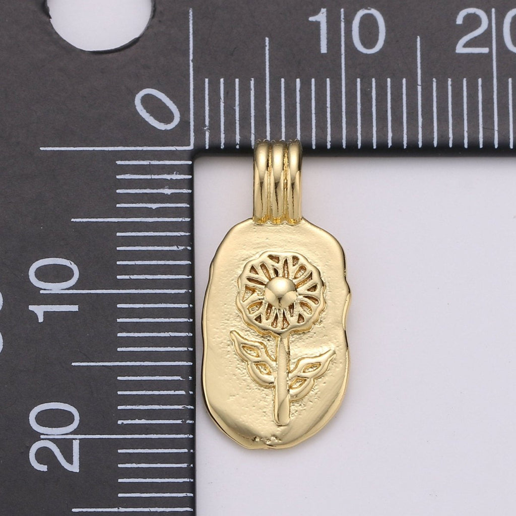 Dainty 14k Gold plated Daisy Charm - Gold Flower Pendant, Floral Garden Spring Summer Jewelry for Necklace Component Supply I-784 - DLUXCA