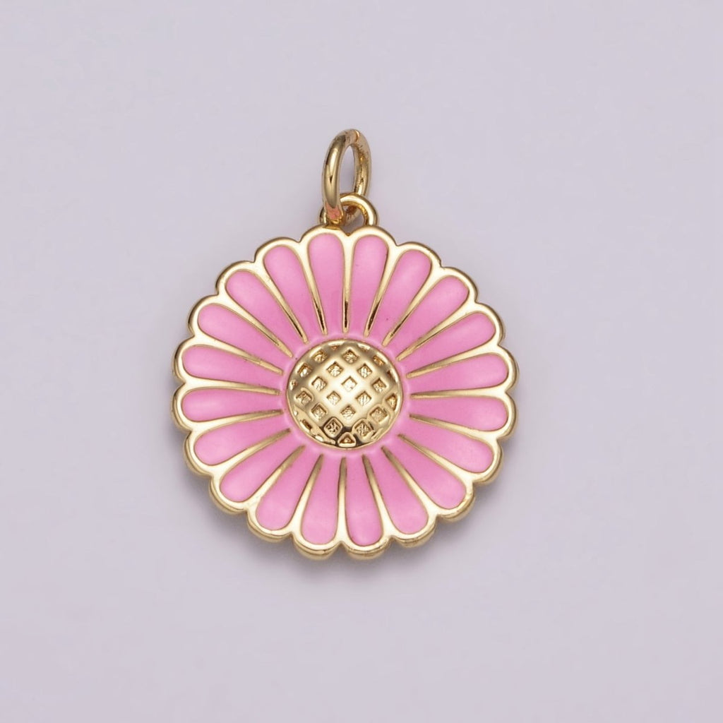 Dainty 14k Gold plated Enamel Sunflower Necklace for Women Flower Charm Necklace Bracelet Earring Component M-924 - M-928