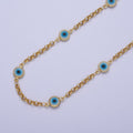 Dainty 14k Gold plated Evil Eye Satellite Chain by Yard Enamel Evil Eye Beaded Satellite Chain Jewelry Making Supply Amulet Body Jewelry Component | ROLL-1212 Clearance Pricing - DLUXCA