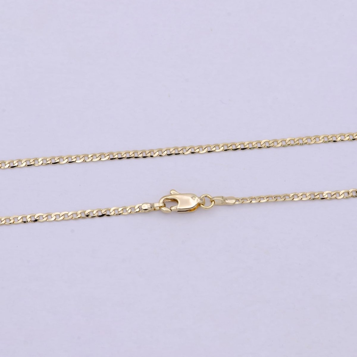 Dainty 14K Gold plated Flat Curb Chain Necklace 1.8mm Finished Chain 19.5 inch | WA-622 Clearance Pricing - DLUXCA