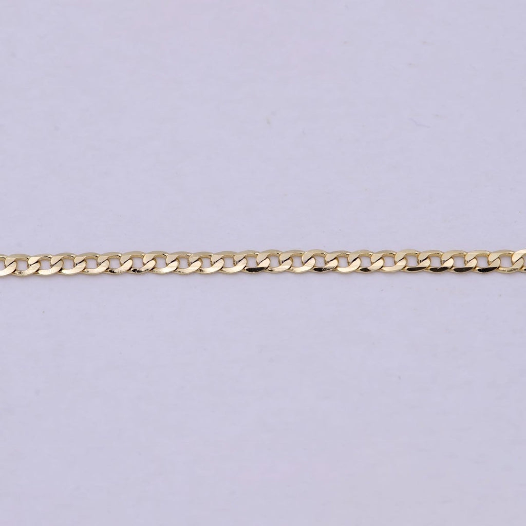 Dainty 14K Gold plated Flat Curb Chain Necklace 1.8mm Finished Chain 19.5 inch | WA-622 Clearance Pricing - DLUXCA