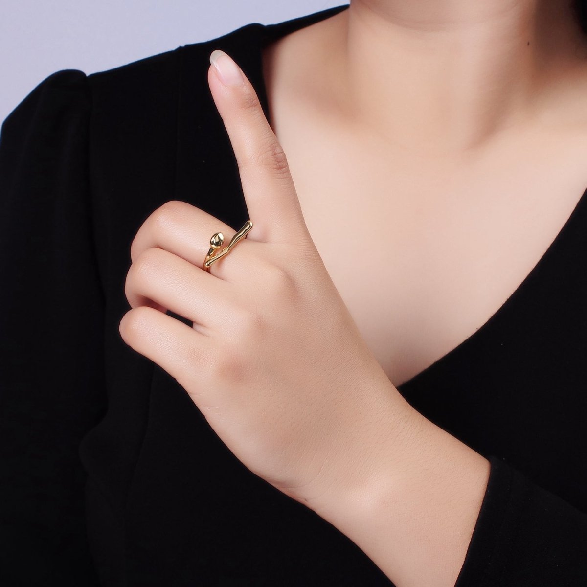 Dainty 14K Gold plated Hugger Stick Ring in gold and silver  | O1278 O1279