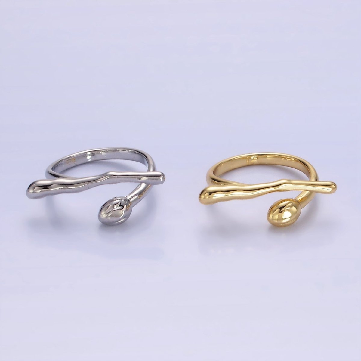 Dainty 14K Gold plated Hugger Stick Ring in gold and silver  | O1278 O1279