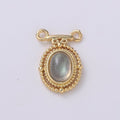 Dainty 14k Gold plated Labradorite Charm Oval Medallion Pendant, 11x16.5mm, Gold Victorian Style Jewelry Double Bail Charm F-585 - DLUXCA