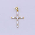 Dainty 14k Gold plated Micro Pave CZ Cross Pendant I-890 - DLUXCA