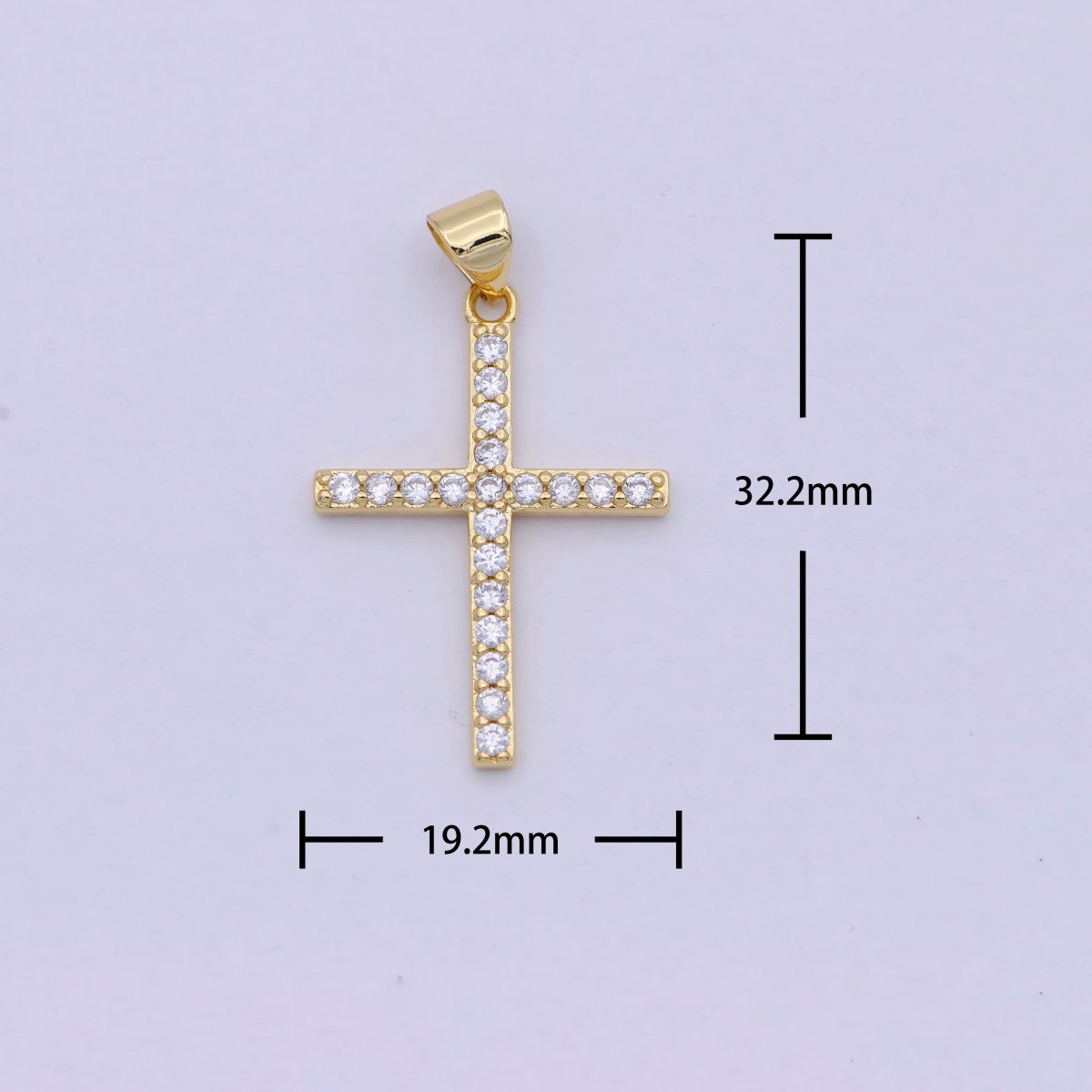 Dainty 14k Gold plated Micro Pave CZ Cross Pendant I-890 - DLUXCA