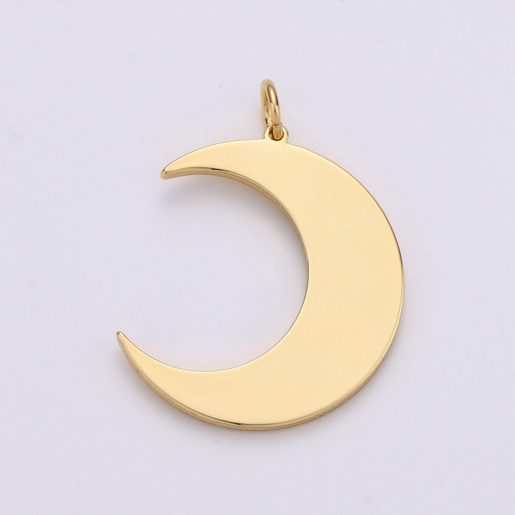 Dainty 14k Gold plated Moon charm - Gold Moon pendant - Crescent Moon pendant for Necklace Bracelet Earring Charm Supply Celestial Jewelry D-479 - DLUXCA