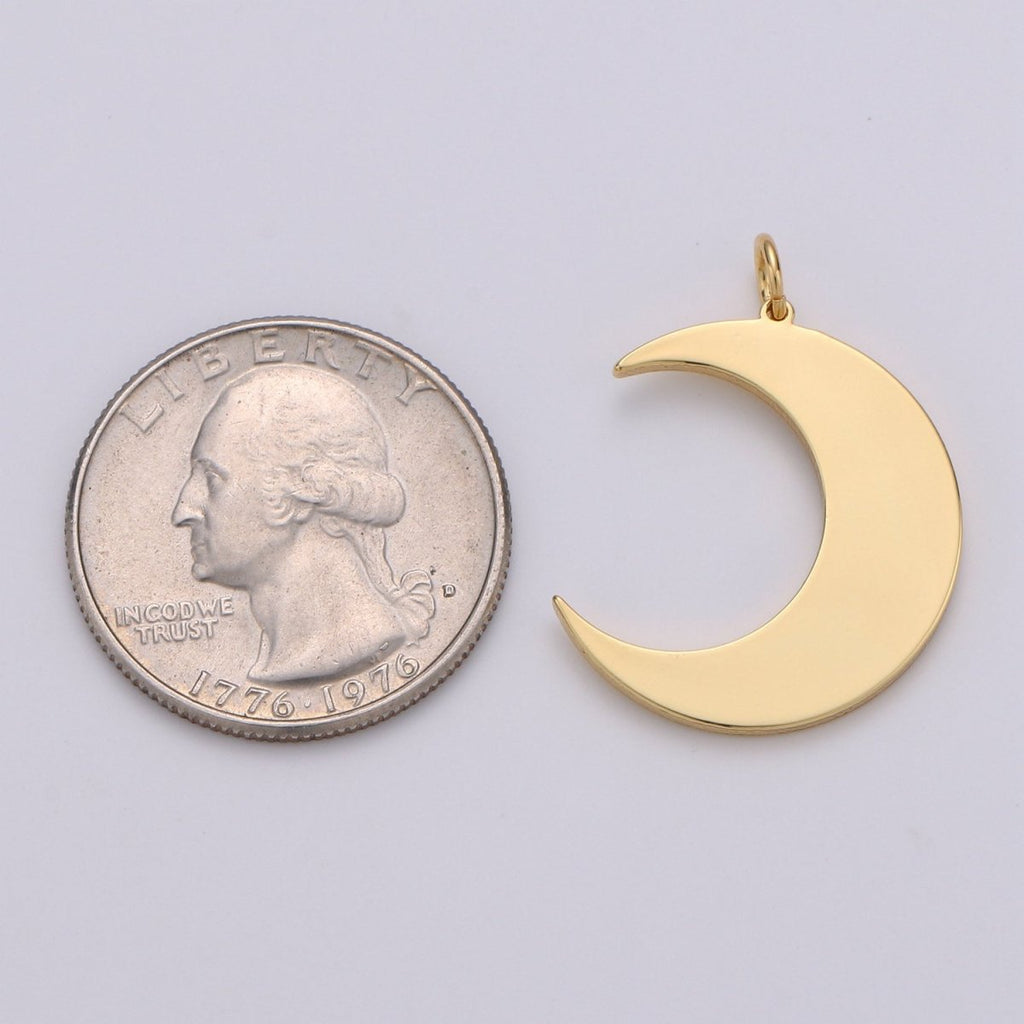 Dainty 14k Gold plated Moon charm - Gold Moon pendant - Crescent Moon pendant for Necklace Bracelet Earring Charm Supply Celestial Jewelry D-479 - DLUXCA