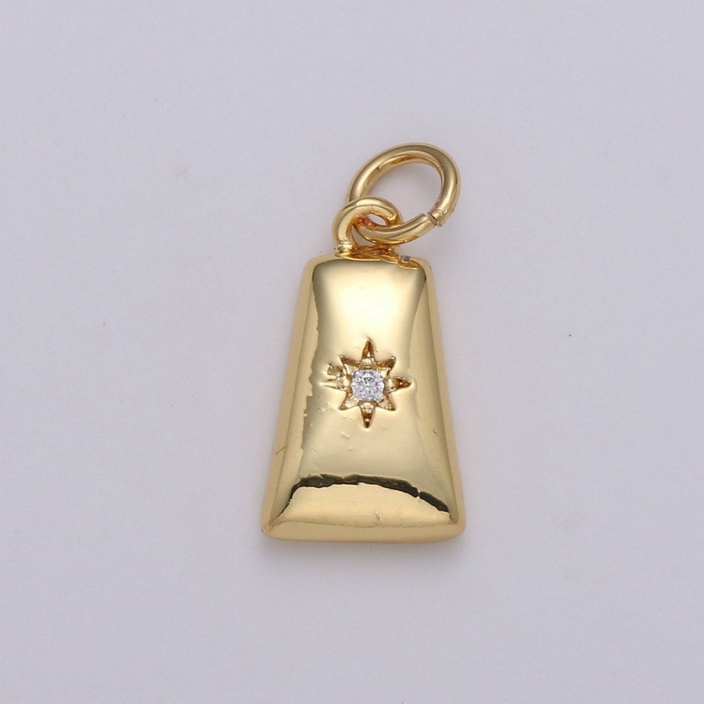 Dainty 14k Gold plated North Star Charm Cubic Zirconia Geometric Pendant in Gold micro Pave CZ North Star Pendant Jewelry Making D-427