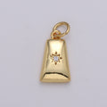 Dainty 14k Gold plated North Star Charm Cubic Zirconia Geometric Pendant in Gold micro Pave CZ North Star Pendant Jewelry Making D-427