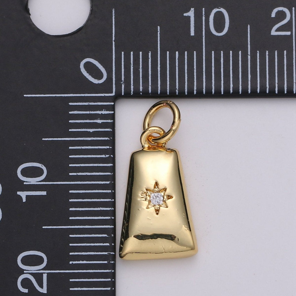 Dainty 14k Gold plated North Star Charm Cubic Zirconia Geometric Pendant in Gold micro Pave CZ North Star Pendant Jewelry Making D-427