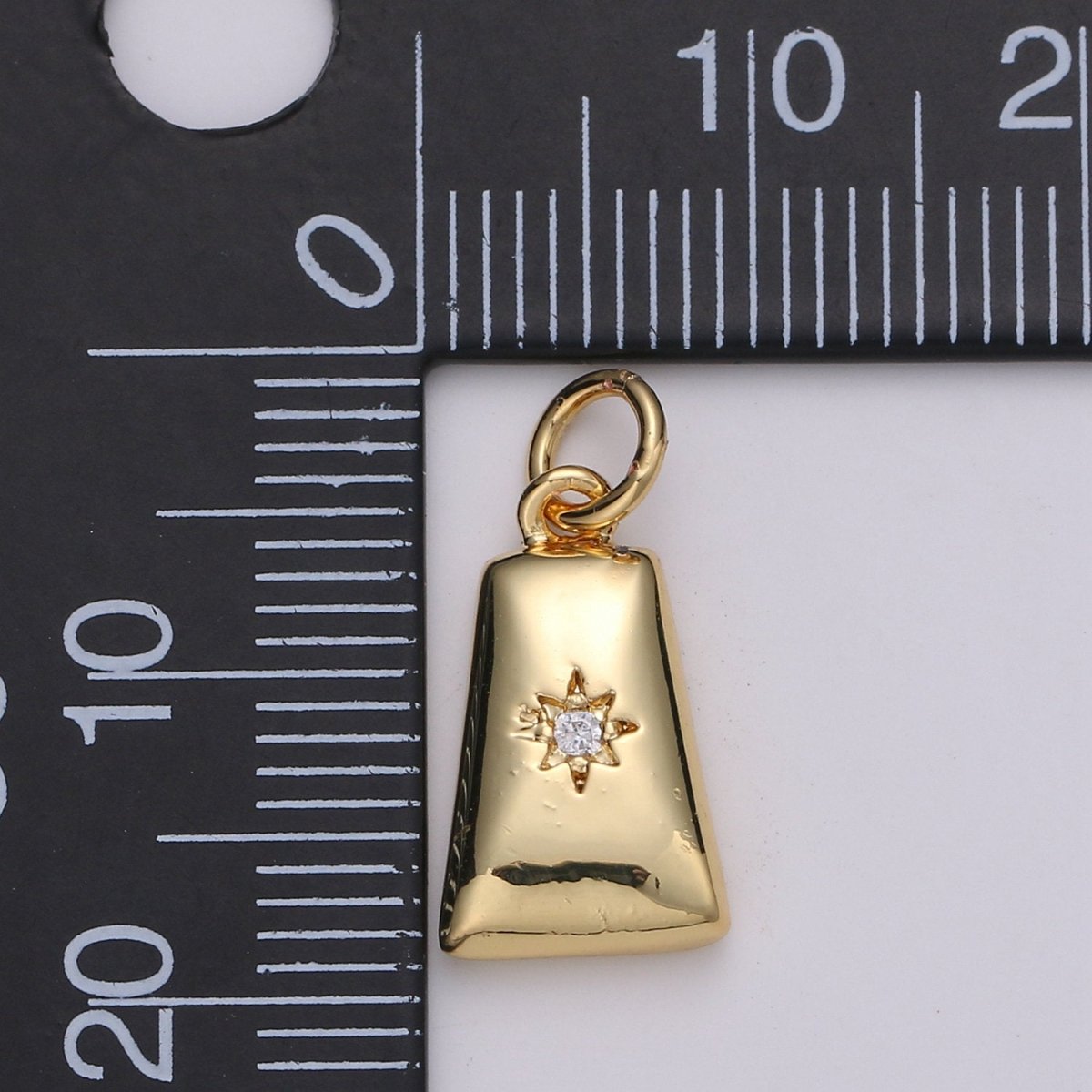 Dainty 14k Gold plated North Star Charm Cubic Zirconia Geometric Pendant in Gold micro Pave CZ North Star Pendant Jewelry Making D-427