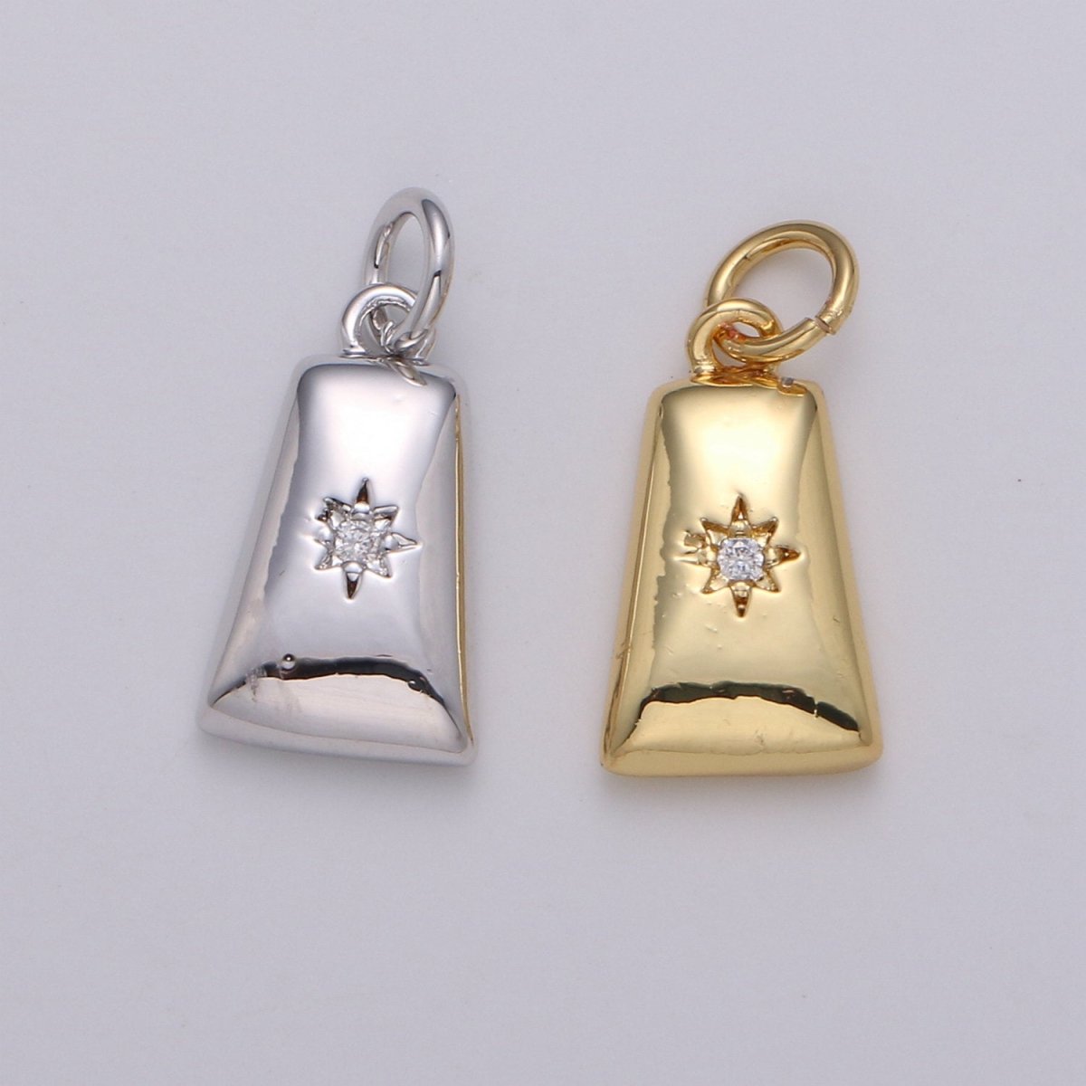 Dainty 14k Gold plated North Star Charm Cubic Zirconia Geometric Pendant in Gold micro Pave CZ North Star Pendant Jewelry Making D-427