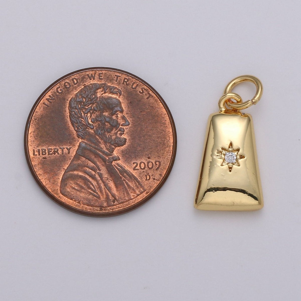 Dainty 14k Gold plated North Star Charm Cubic Zirconia Geometric Pendant in Gold micro Pave CZ North Star Pendant Jewelry Making D-427