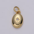 Dainty 14k Gold plated North Star Charm Cubic Zirconia Oval Pendant in Gold micro Pave CZ North Star Pendant Jewelry Making D-425 D-426