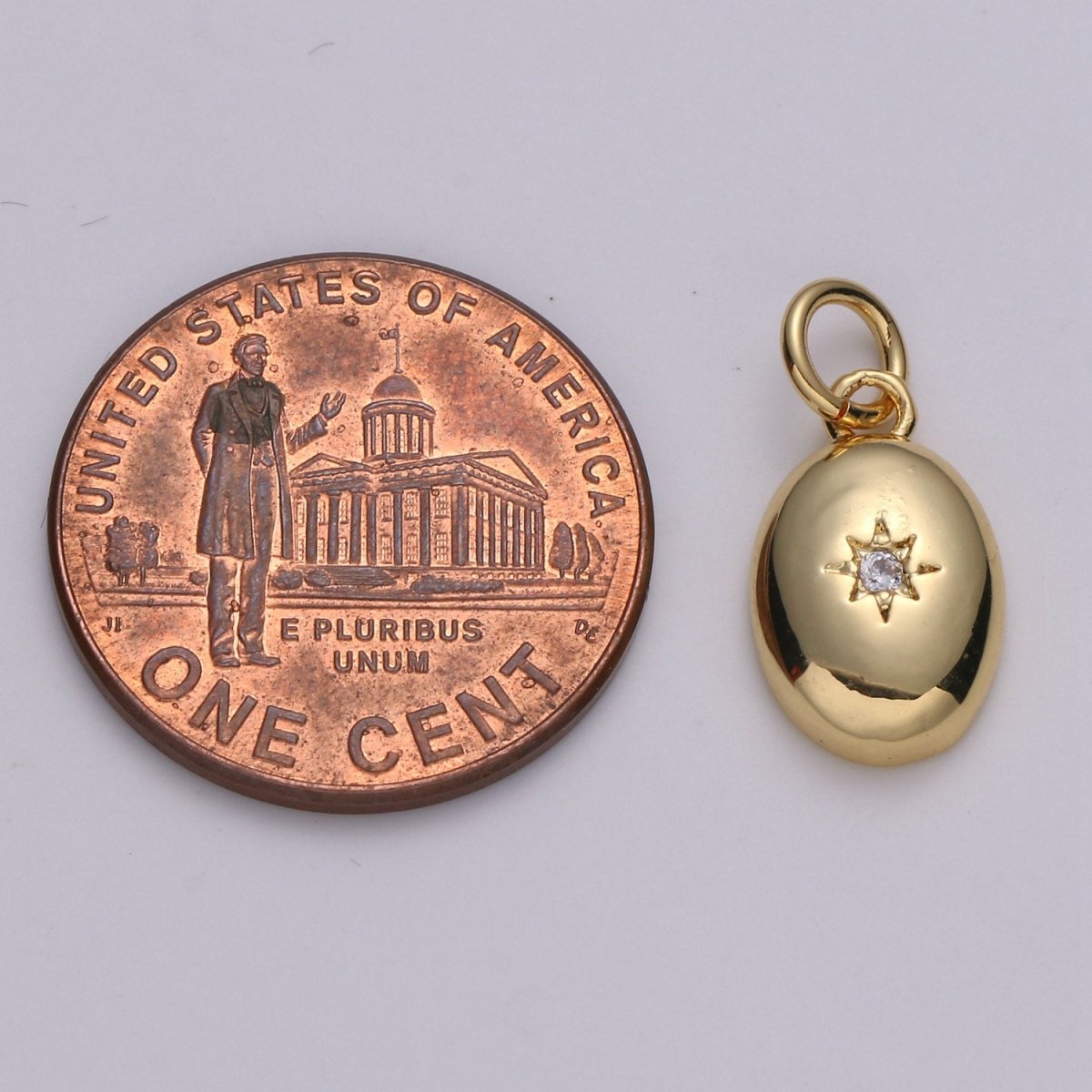 Dainty 14k Gold plated North Star Charm Cubic Zirconia Oval Pendant in Gold micro Pave CZ North Star Pendant Jewelry Making D-425 D-426