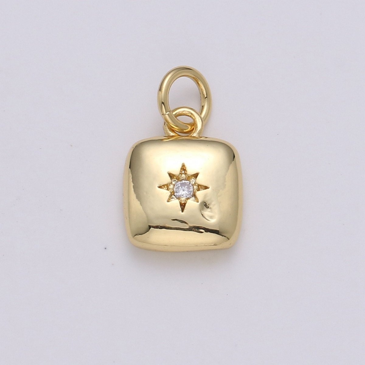 Dainty 14k Gold plated North Star Charm Cubic Zirconia Square Pendant in Gold micro Pave CZ North Star Pendant Jewelry Making D-431 D-432