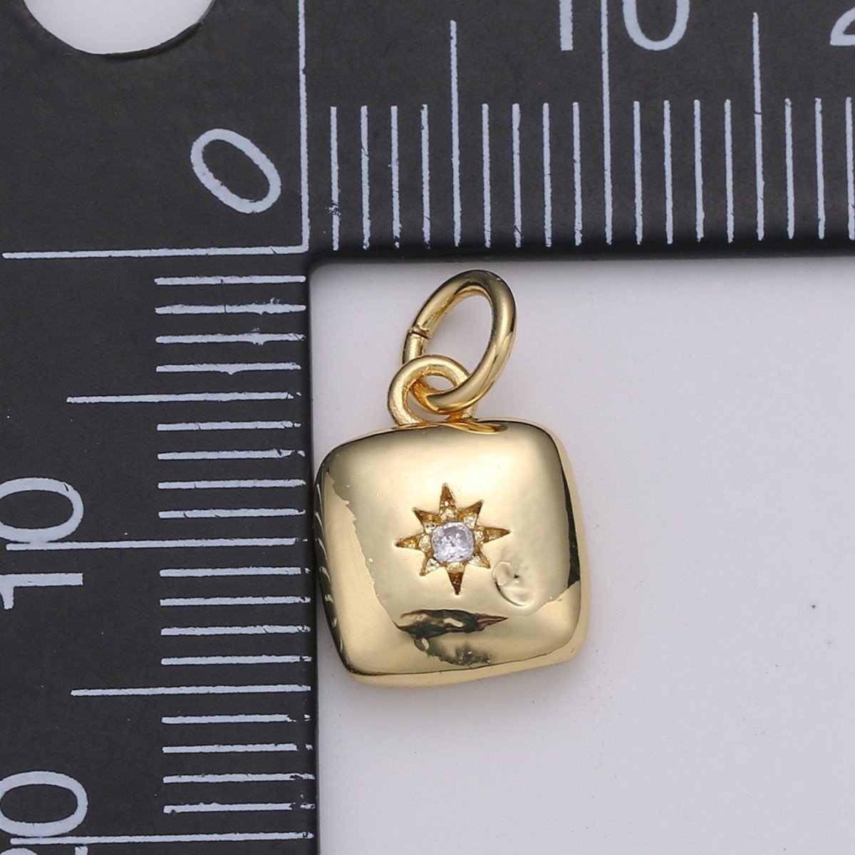 Dainty 14k Gold plated North Star Charm Cubic Zirconia Square Pendant in Gold micro Pave CZ North Star Pendant Jewelry Making D-431 D-432