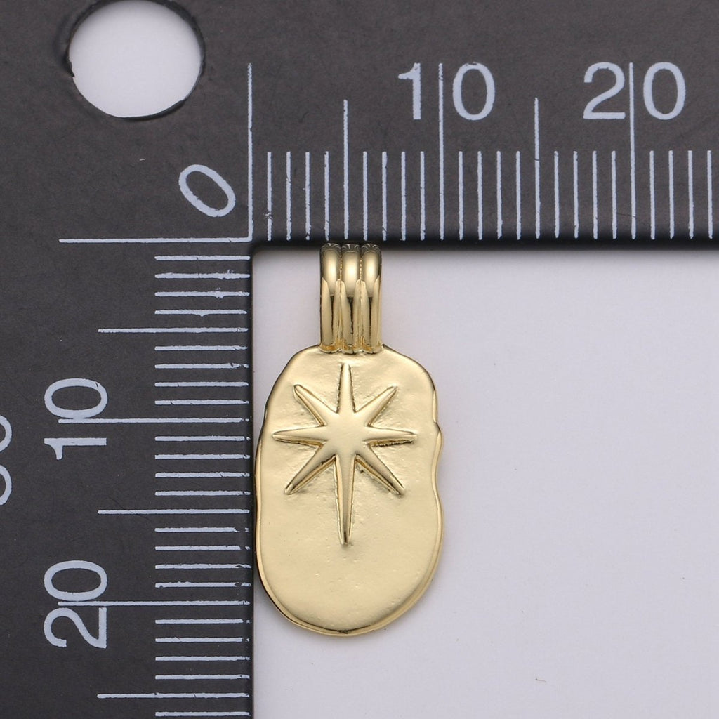 Dainty 14k Gold plated North Star Charm - Gold Star Charm, Celstial Jewelry for Necklace Component Supply I-782 - DLUXCA