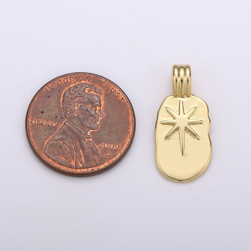 Dainty 14k Gold plated North Star Charm - Gold Star Charm, Celstial Jewelry for Necklace Component Supply I-782 - DLUXCA