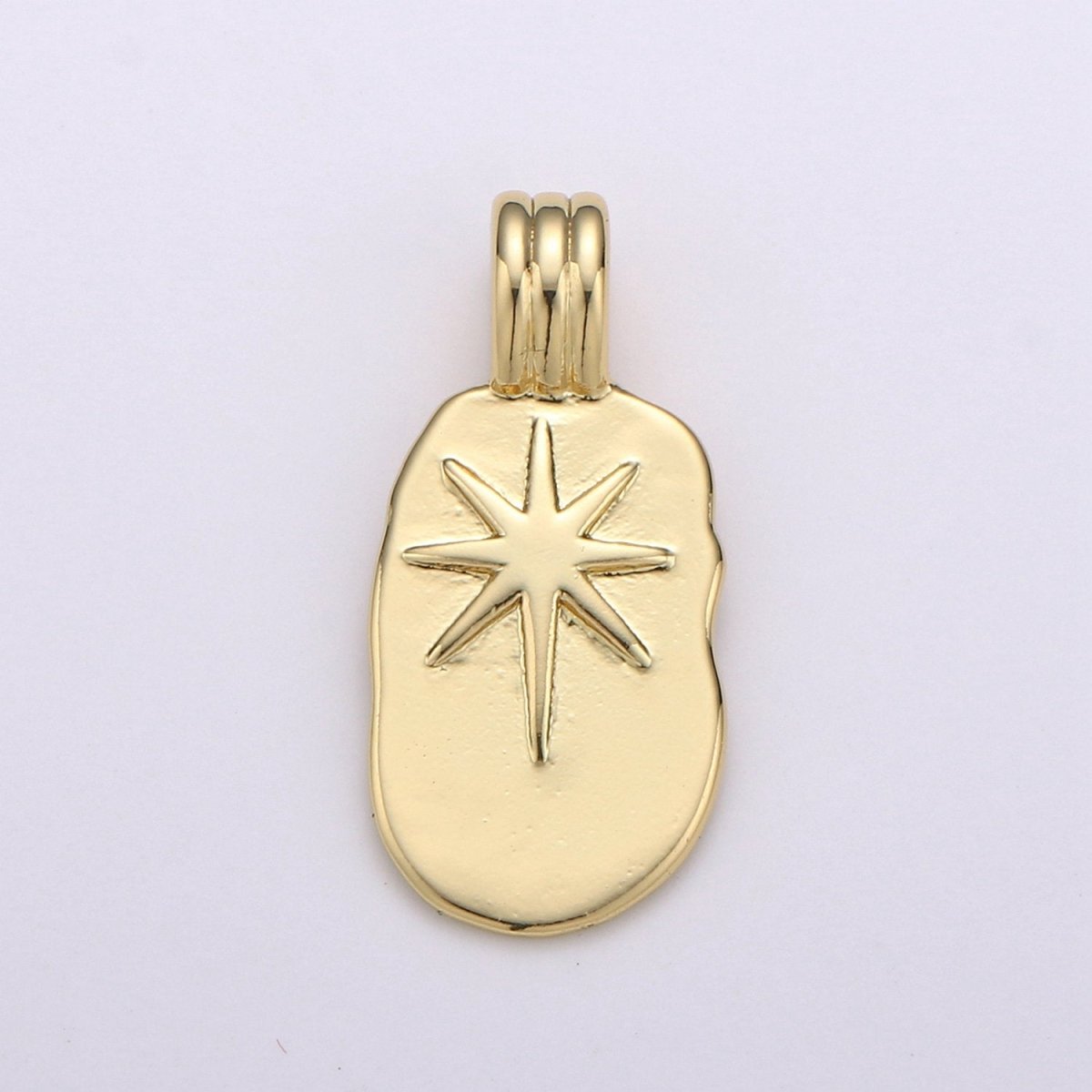 Dainty 14k Gold plated North Star Charm - Gold Star Charm, Celstial Jewelry for Necklace Component Supply I-782 - DLUXCA