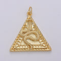 Dainty 14K Gold plated Pyramid Charm, Snake pendant, Serpent Charm Egyptian Jewelry Supply D-319 - DLUXCA