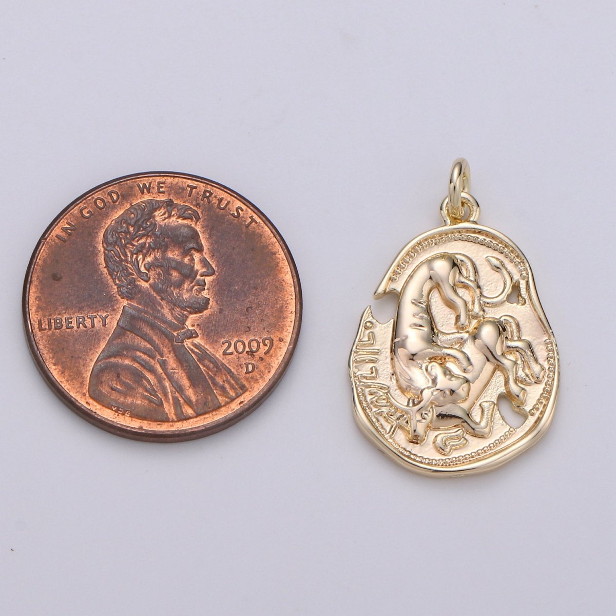 Dainty 14k Gold plated Rustic Coin Charm Vintage Medallion for Bracelet Necklace Pendant Earring Findings for Jewelry Making D-404 - DLUXCA