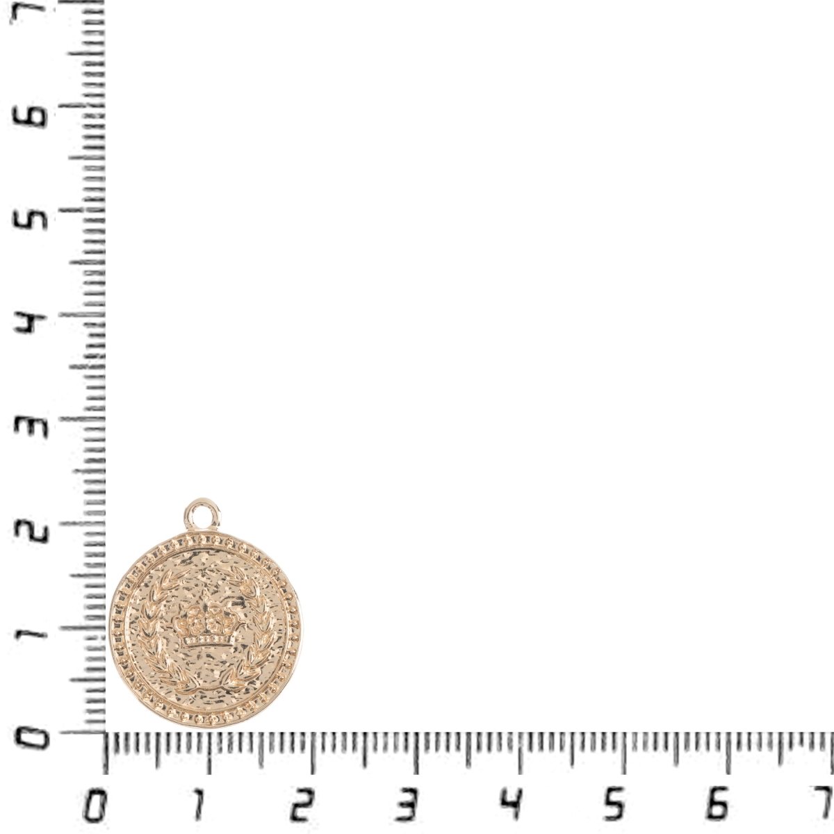 Dainty 14k Gold plated Rustic Crown Coin Charm Vintage Medallion for Bracelet Necklace Pendant Earring Findings for Jewelry Making C-239 - DLUXCA