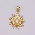 Dainty 14k Gold plated Sun Burst Charm Moonstone Round SunBurst Medallion Pendant Gold Sun Celestial Jewelry N-1452 - DLUXCA