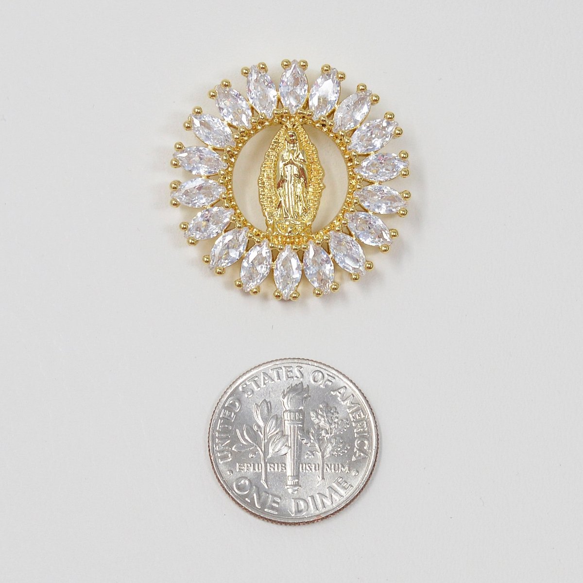 Dainty 14k Gold plated Virgin Mary Pendant Necklace marquise Lady of Guadalupe Medallion for Religious Jewelry H-895 - DLUXCA