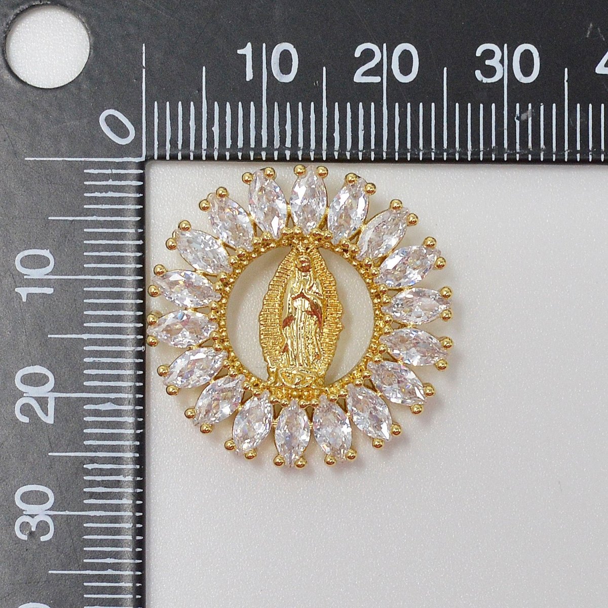 Dainty 14k Gold plated Virgin Mary Pendant Necklace marquise Lady of Guadalupe Medallion for Religious Jewelry H-895 - DLUXCA