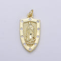 Dainty 14K Gold plated Virgin Mother Mary Charm Antique Style Vintage lady guadalupe Pendant Gold Shield Medallion Charm Reliigous Jewelry,E-108 - DLUXCA