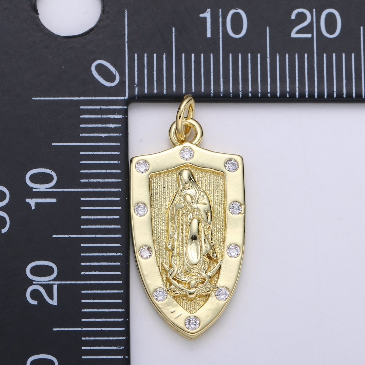 Dainty 14K Gold plated Virgin Mother Mary Charm Antique Style Vintage lady guadalupe Pendant Gold Shield Medallion Charm Reliigous Jewelry,E-108 - DLUXCA