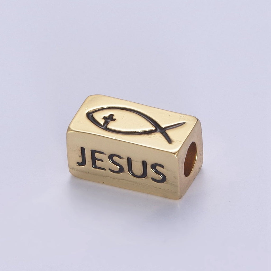 Dainty 14kt Gold plated Religious Square Tube Bead - Seamless Rectangular Bead - Wholesale - Findings- Jewelry Making Spacer Bead B-173 - DLUXCA
