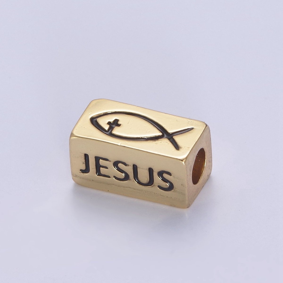 Dainty 14kt Gold plated Religious Square Tube Bead - Seamless Rectangular Bead - Wholesale - Findings- Jewelry Making Spacer Bead B-173 - DLUXCA