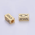 Dainty 14kt Gold plated Religious Square Tube Bead - Seamless Rectangular Bead - Wholesale - Findings- Jewelry Making Spacer Bead B-173 - DLUXCA