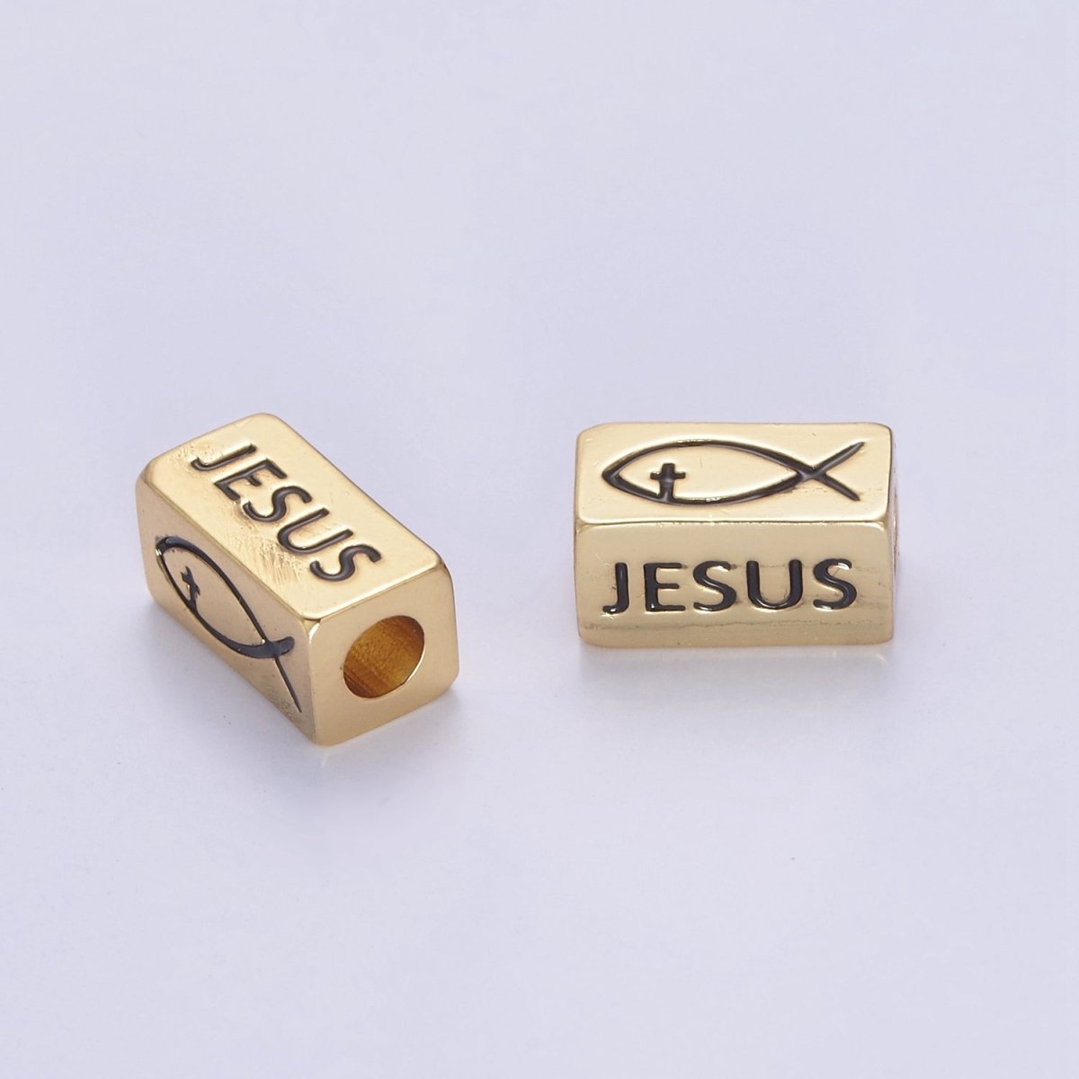 Dainty 14kt Gold plated Religious Square Tube Bead - Seamless Rectangular Bead - Wholesale - Findings- Jewelry Making Spacer Bead B-173 - DLUXCA