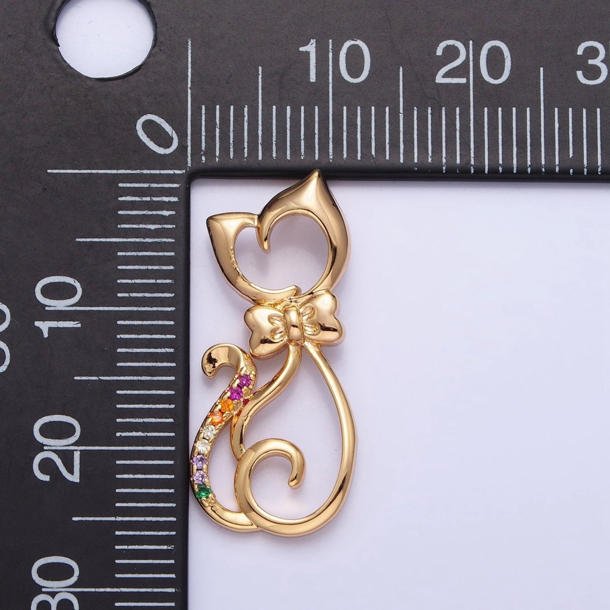 Dainty 16K Gold plated Cat Pendant Micro Pave Silver Kitty Charm AA305 AA306 - DLUXCA