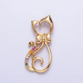 Dainty 16K Gold plated Cat Pendant Micro Pave Silver Kitty Charm AA305 AA306 - DLUXCA