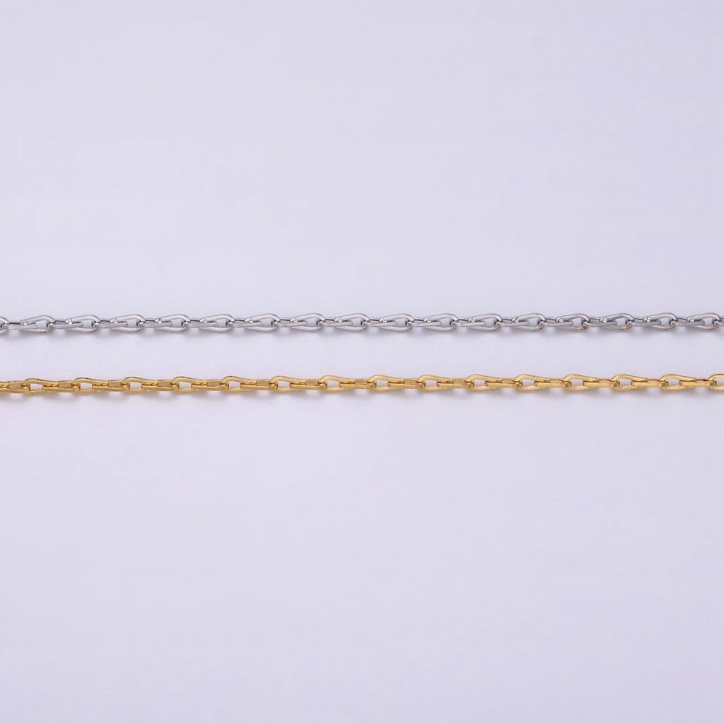 Dainty 16K Gold plated Ladder Hook Horse Shoe Chain 1.7mm Unfinished chain by Yard Unique Horseshoe Link Chain | ROLL-1267 ROLL-1268 Clearance Pricing